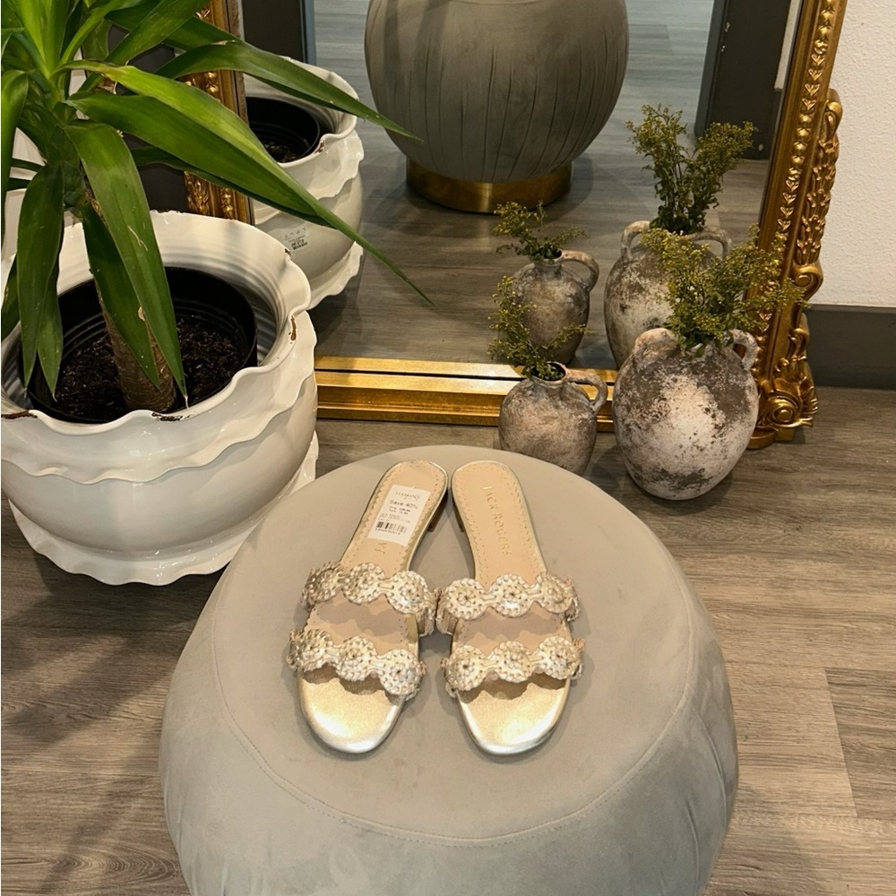 Vince Camuto Silver and Cream Slide Sandals